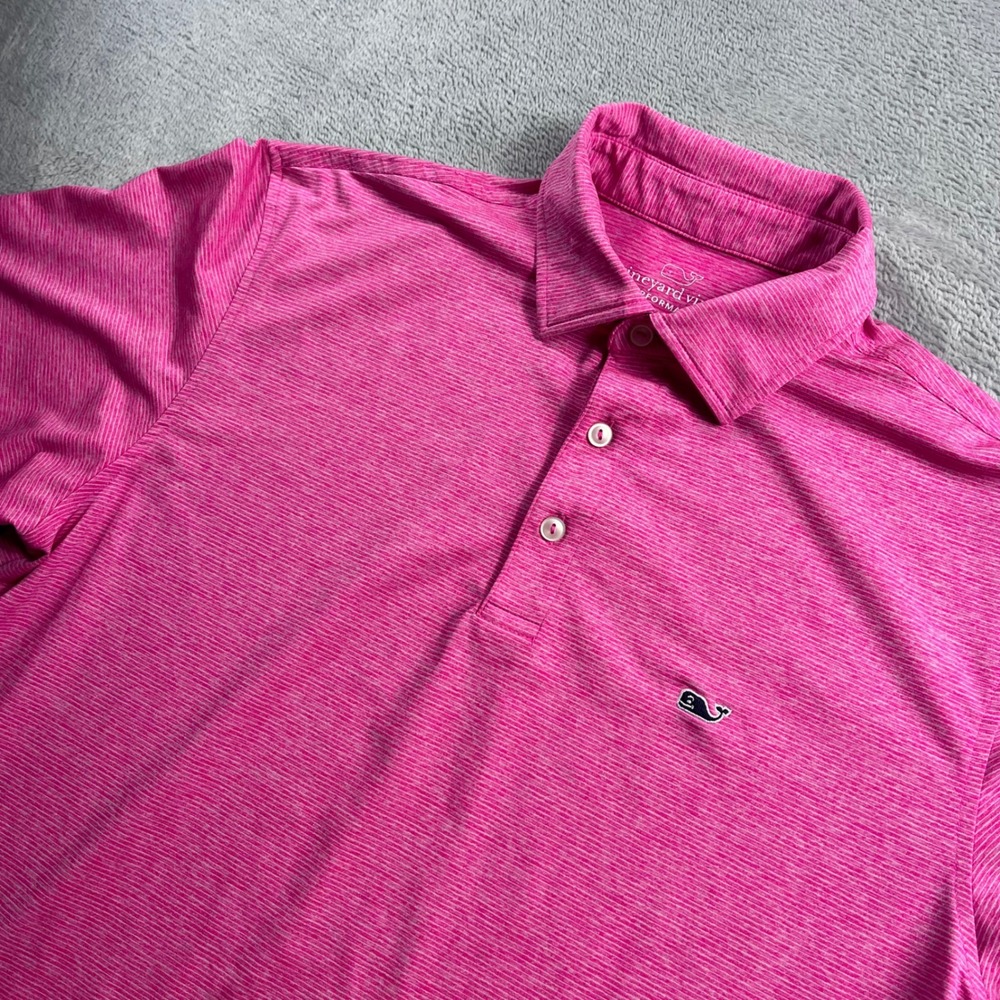 Vineyard Vines Performance Polo Shirt Mens Small Pink Heathered Short Sleeve S